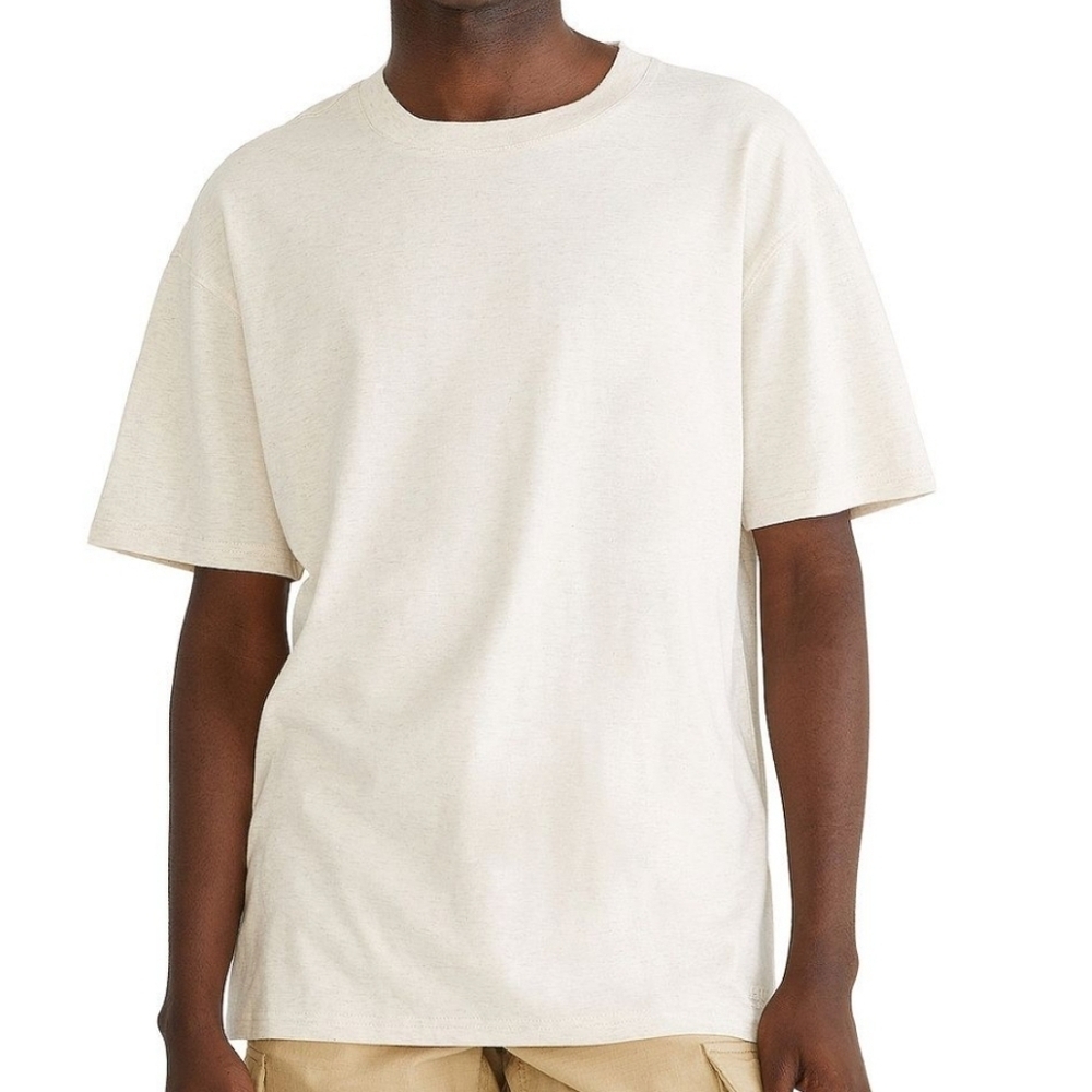Aeropostale T-Shirt Men's Beige Crew Neck Short Sleeve Pullover Size Large